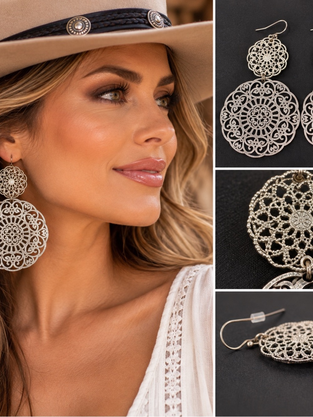 Filigree Double-Drop Earrings in Gold-Tone